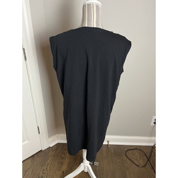 Eileen Fisher T-shirt Dress Size Medium Black Sleeveless Organic Cotton Minimal - Picture 3 of 7